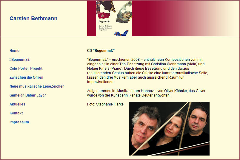 Webpräsenz Carsten Bethmann