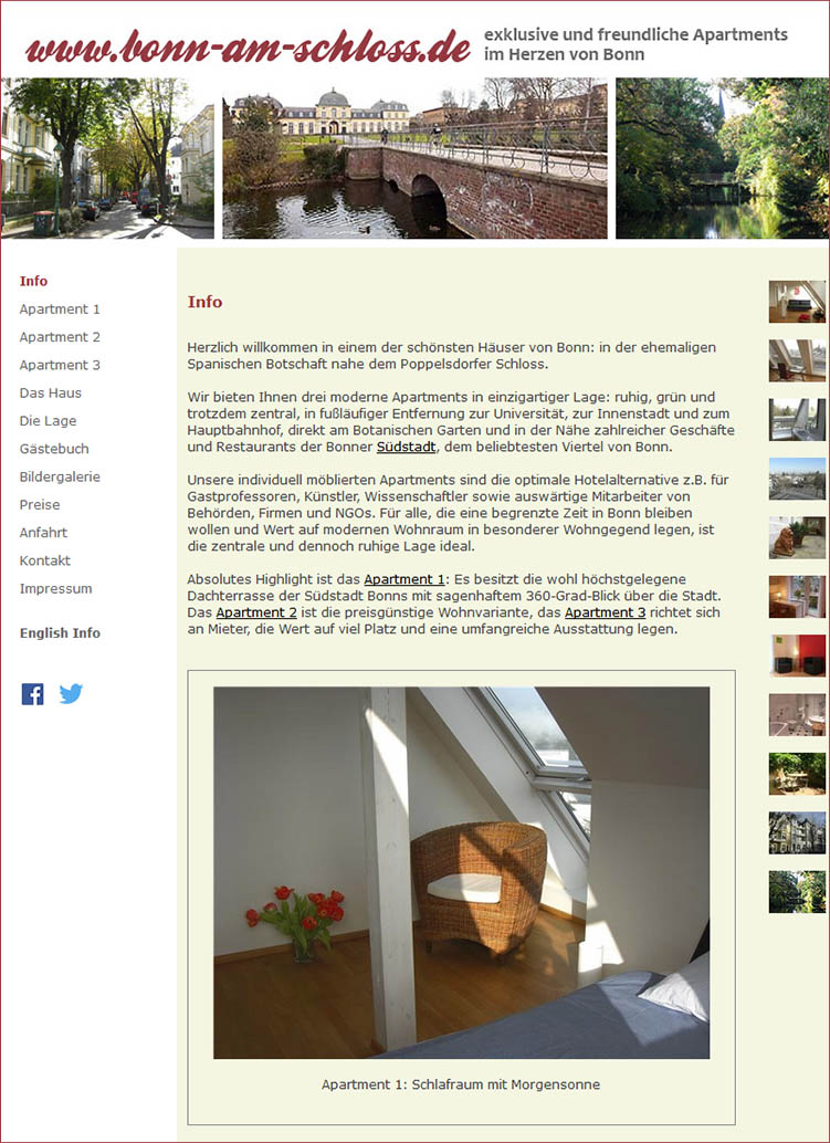 Webpräsenz Bonn am Schloss Apartments