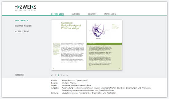 Webpräsenz H.ZWEI.S Werbeagentur GmbH