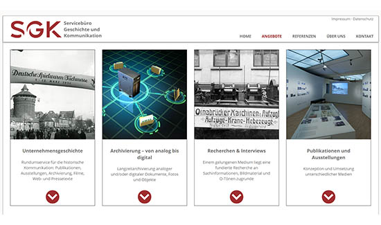 Webpräsenz SGK. Servicebüro Geschichte & Kommunikation