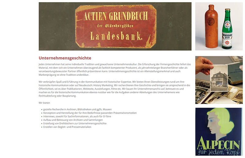 Webpräsenz SGK. Servicebüro Geschichte & Kommunikation